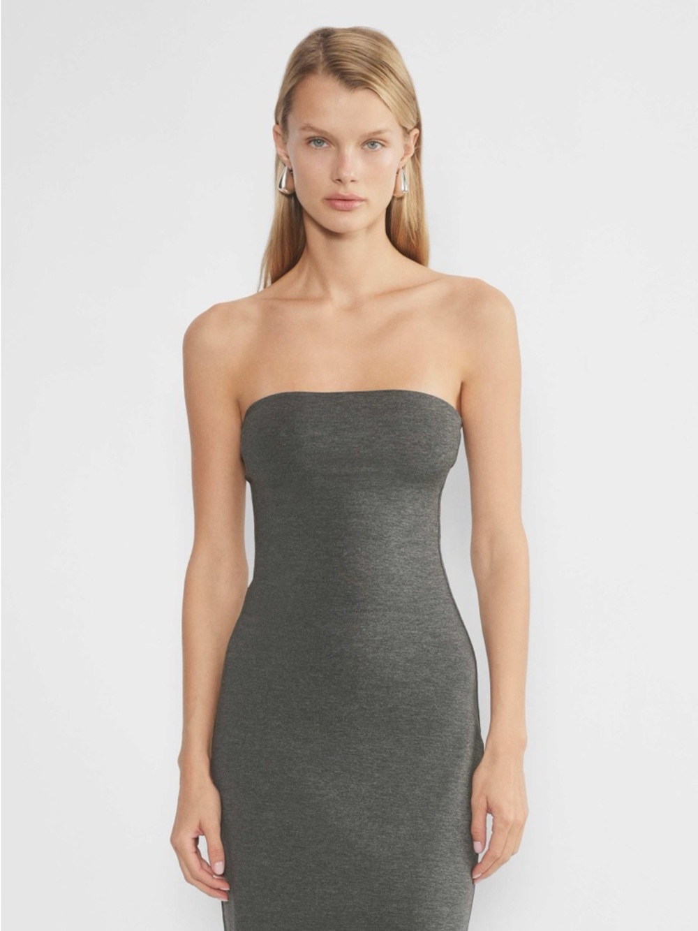 Aritzia Contour Maxi Tube Dress in Heather Charcoal Gray New - Picture 3 of 11